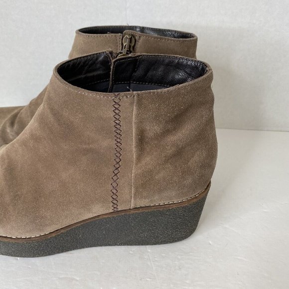 Aquatalia Vina Booties 10 Suede Platform Brown Wedge Ankle Boots - Picture 6 of 11